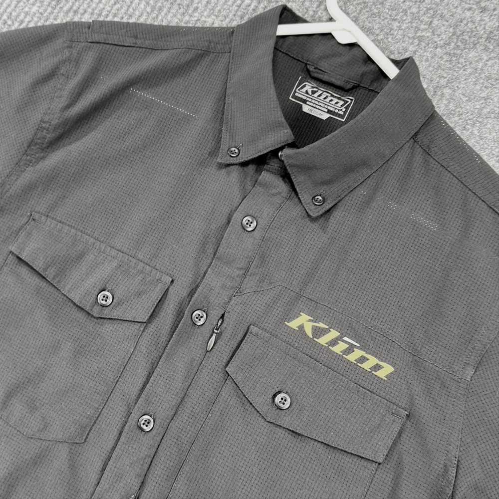 Klim Pit Shirt Mens Medium Black Moisture Wicking Vented Short Sleeve Button Up‎